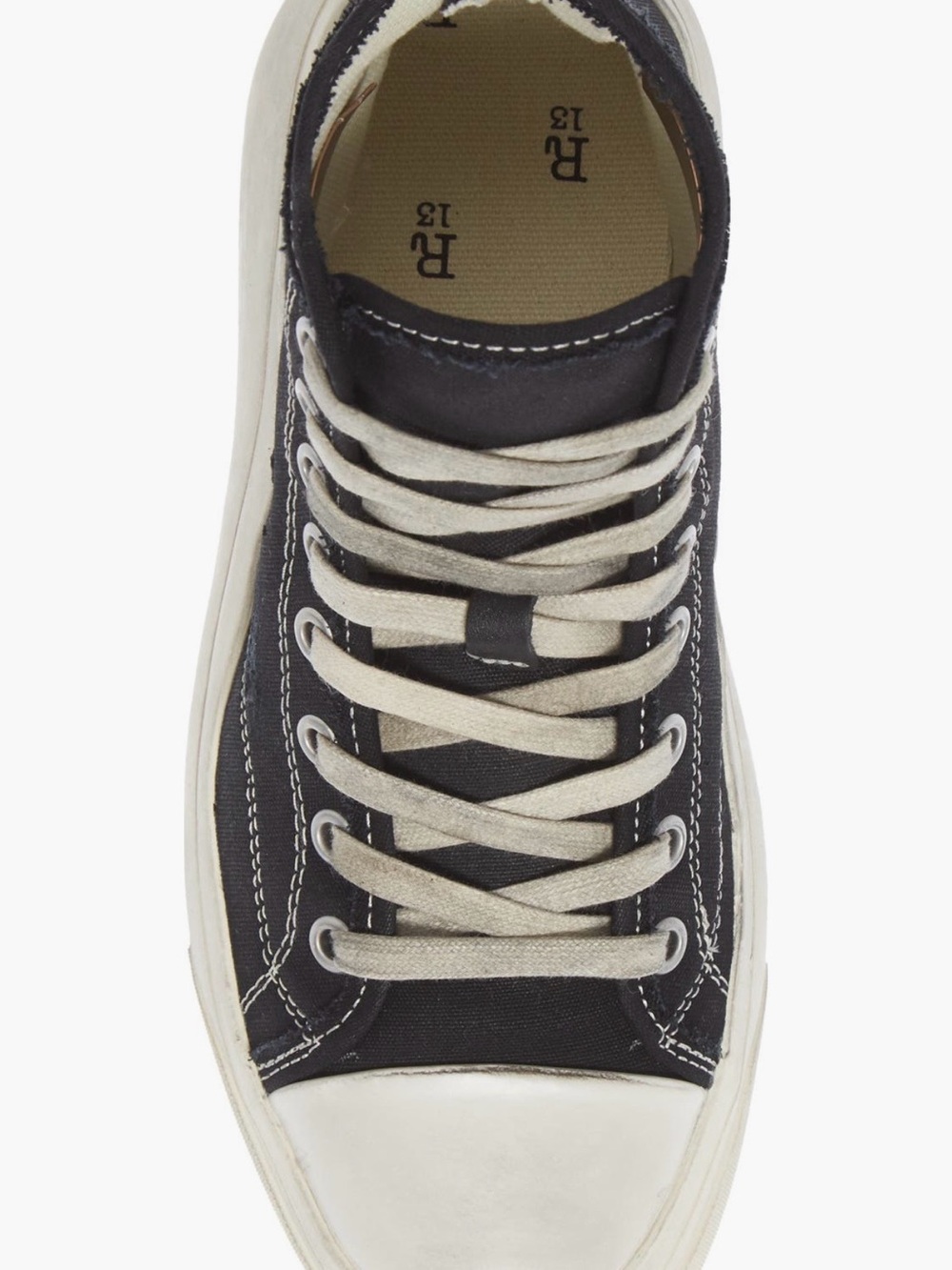 R13 High-Top Platform Canvas Sneaker in Black and Off-White - Picture 5 of 5